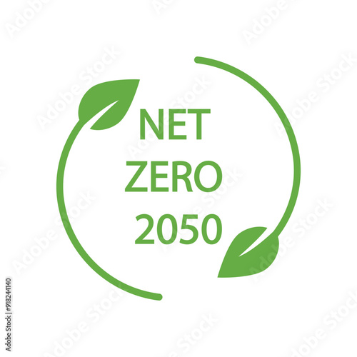 Net zero by 2050, carbon neutral. Net zero greenhouse gas emissions target Long-term climate-neutral strategy Vector illustration