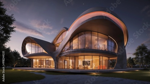 modern house design in the night