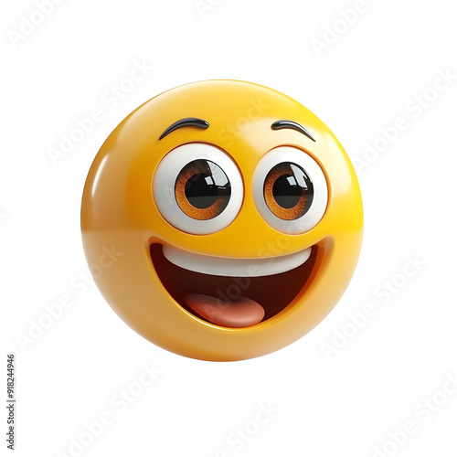 Grinning face with big eyes isolated on a transparent background