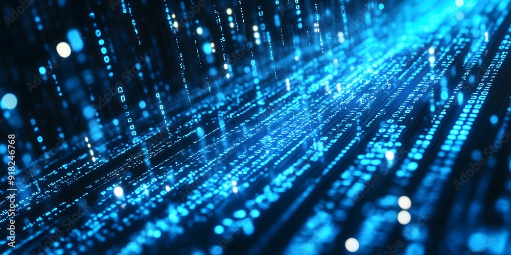 Blue binary code background with data flowing Blue binary code background with data flowing