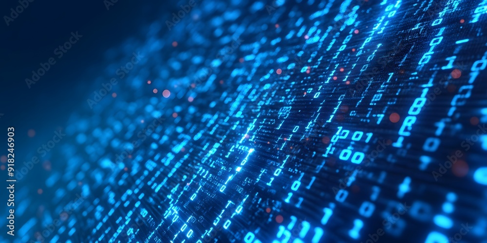 Blue binary code background with data flowing Blue binary code background with data flowing
