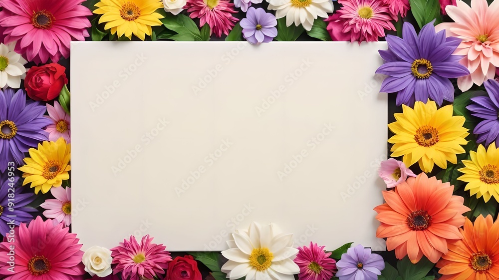 Flowers around the frame, white background, lots of space for text, empty space. Banner, layout Flowers around the frame, white background, lots of space for text, empty space. Banner, layout
