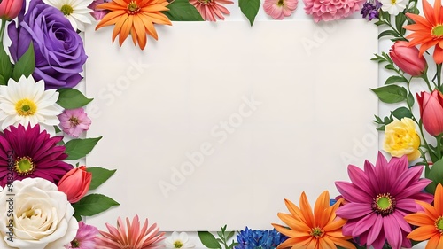 Wallpaper Mural Flowers around the frame, white background, lots of space for text, empty space. Banner, layout Torontodigital.ca