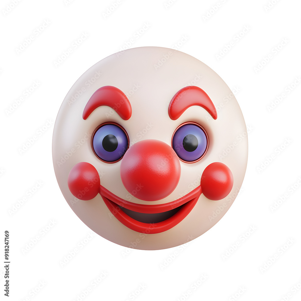 Fototapeta premium Clown face 3d emoji isolated on transparent background