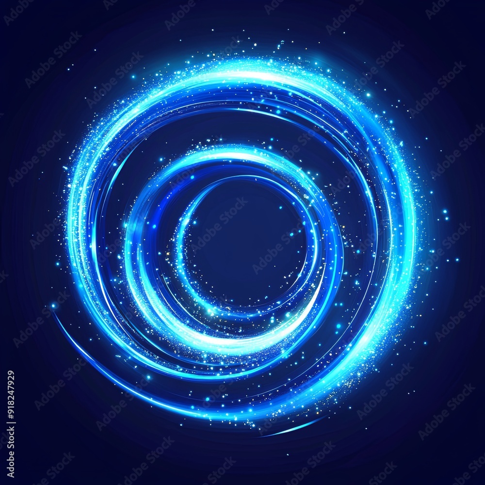 Blue shiny spiral wave. Curved blue line twirl. Glittering wavy trail. Swirling dynamic neon circle. Rotating speed ring. Magic whirlwind with flare sparkles. Glowing swirl light effect. Vector Blue shiny spiral wave. Curved blue line twirl. Glittering wavy trail. Swirling dynamic neon circle. Rotating speed ring. Magic whirlwind with flare sparkles. Glowing swirl light effect. Vector