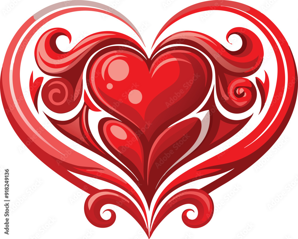 heart with floral ornament. red heart on white. Valentine day heart with floral ornament. red heart on white. Valentine day