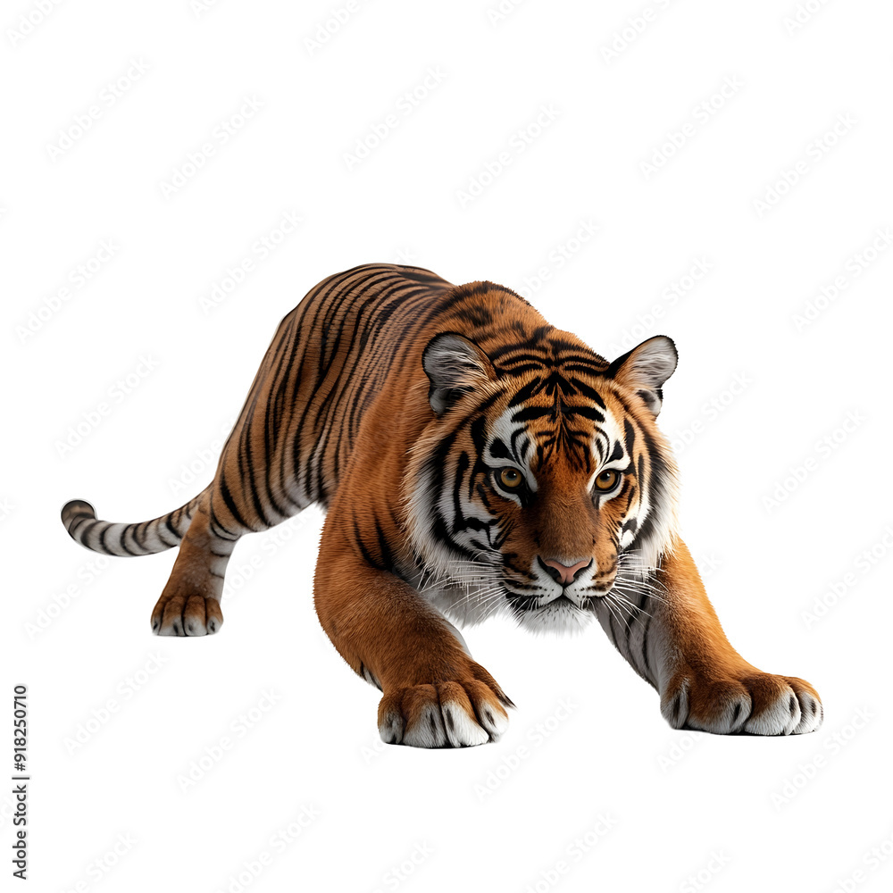 Obraz premium Photography of Tiger Stretching on white transparent background png