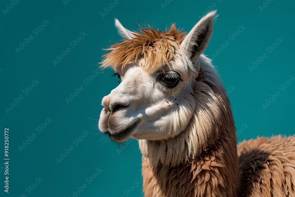 Obraz premium llama animal on a blue background