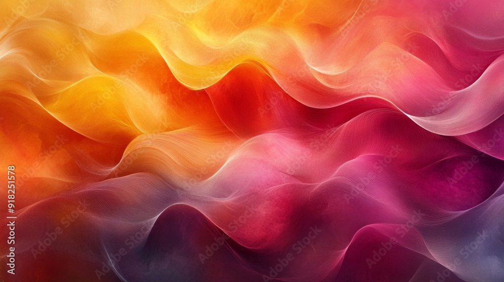 Fototapeta premium Abstract colorful background with wavy lines, red and yellow gradients.