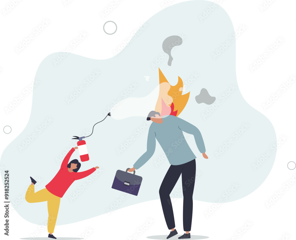 people management or brain cool down to reduce anxiety concept.flat design with people. people management or brain cool down to reduce anxiety concept.flat design with people.
