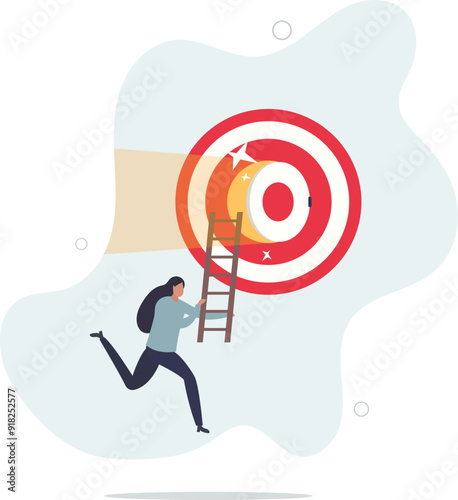 Secret to be success, business strategy to reach target or goal, objective or career challenge concept.flat design with people.