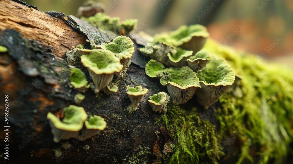 tree covered with moss and mushrooms tree covered with moss and mushrooms