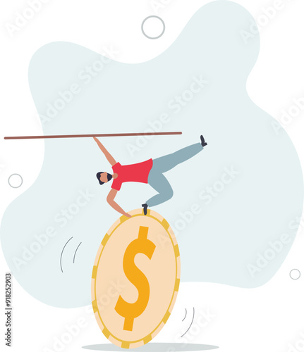Financial and business risk, banking loan and debt risk, stability or balance of economics and investment or risk for losing job concept.flat design with people.