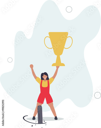 Success trap, problem with career or betrayal in business deal concept.flat design with people.