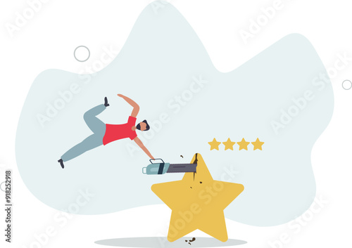 Investment rating downgrade, credit score of mortgage or bond or corporate loan concept.flat design with people.