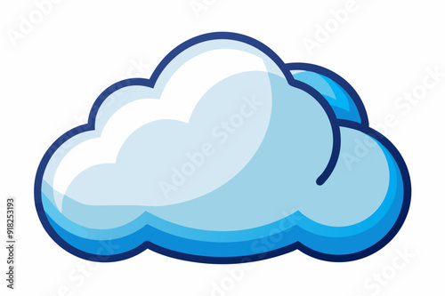 Cartoon Blue Cloud with Outline