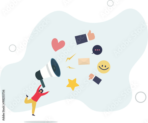 advertising campaign or social media marketing, online promotion or email newsletter concept.flat design with people.