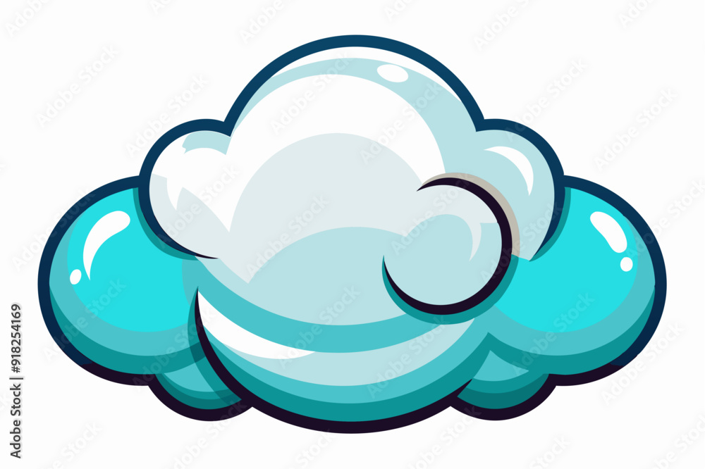 Cartoon Cloud with Aqua and White Color Scheme Cartoon Cloud with Aqua and White Color Scheme