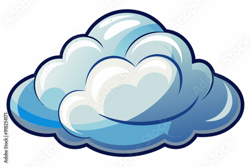 Cartoon Illustration of a Blue Cloud with a White Center