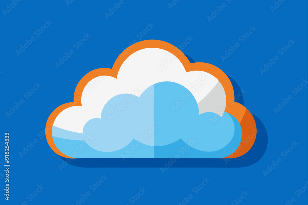 A stylized cloud icon with an orange outline against a blue background A stylized cloud icon with an orange outline against a blue background