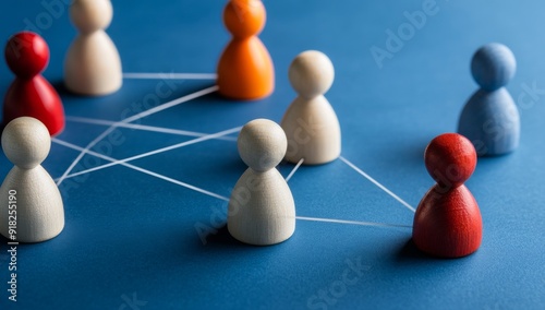 Image of people figures connected by lines, representing a network and connections