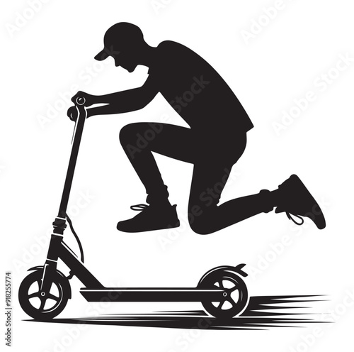 Two wheeled vehicles and riders icon, black color silhouette, white background.