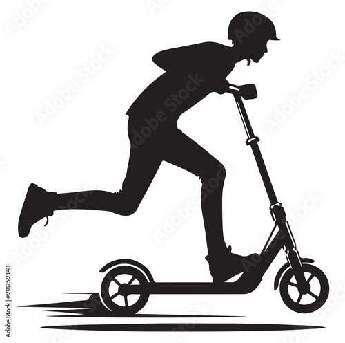 Two wheeled vehicles and riders icon, black color silhouette, white background.