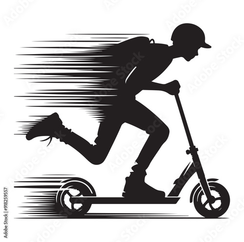 Two wheeled vehicles and riders icon, black color silhouette, white background.