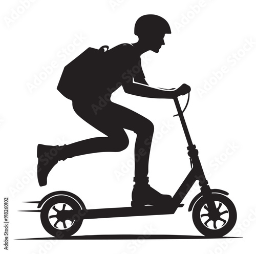 Two wheeled vehicles and riders icon, black color silhouette, white background.