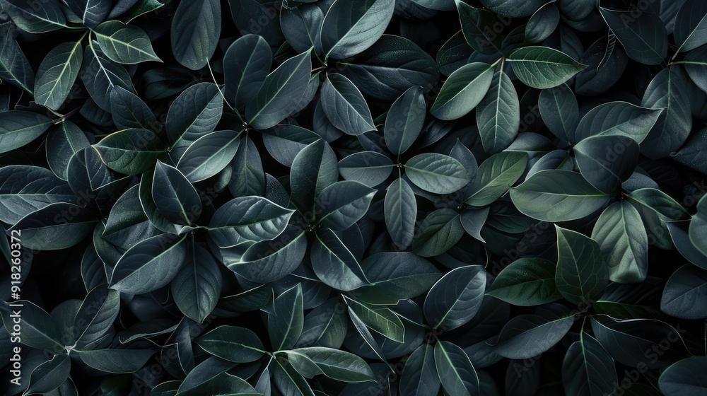 Close-up of dark evergreen leaves as floral background pattern Close-up of dark evergreen leaves as floral background pattern