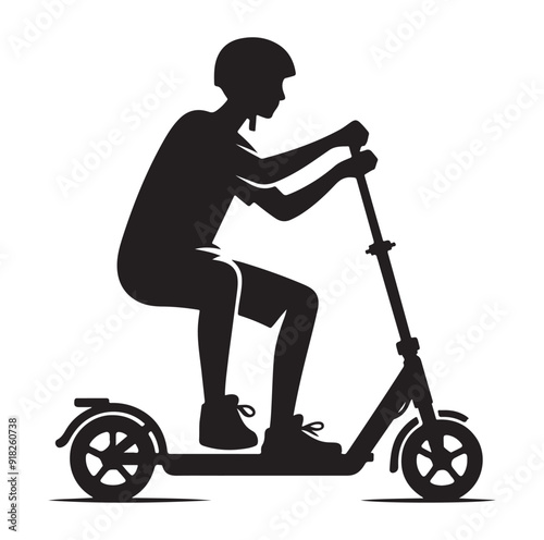 Two wheeled vehicles and riders icon, black color silhouette, white background.