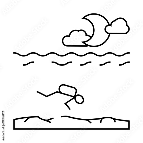 night diving course line icon vector. night diving course sign. isolated contour symbol black illustration