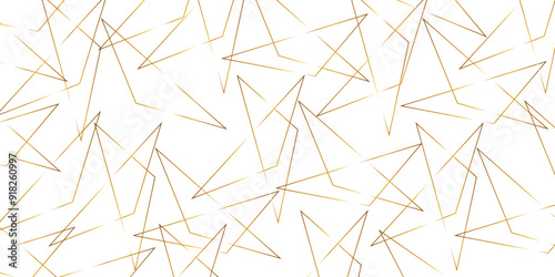 Abstract background with liens and triangles shape on white background. White and golden geometric overlapping rectangle pattern Geometric background soft shadows as patten ..White polygon textured .