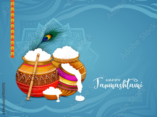 Happy Janmashtami Indian religious festival celebration background
