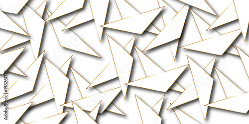 Abstract background with liens and triangles shape on white background. White and grey geometric overlapping rectangle pattern Geometric background soft shadows as patten ..White polygon textured .