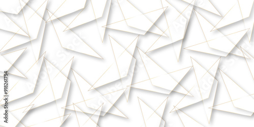Abstract background with liens and triangles shape on white background. White and grey geometric overlapping rectangle pattern Geometric background soft shadows as patten ..White polygon textured .