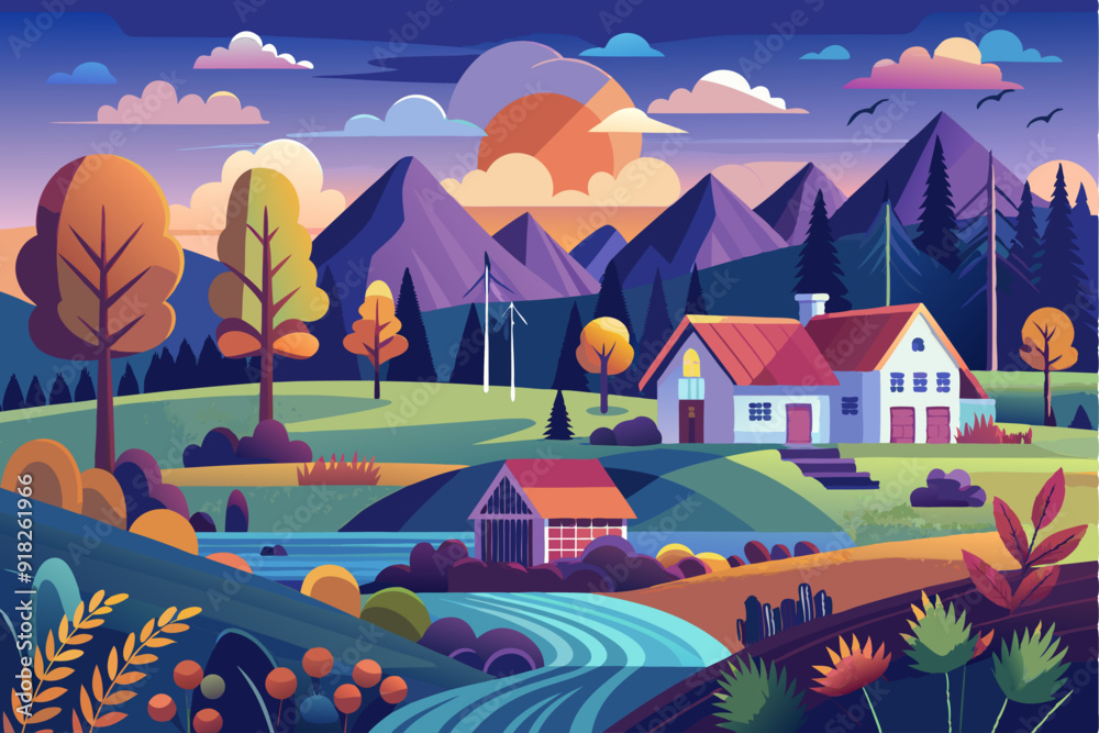 A Mountainous Landscape with a House and a Stream A Mountainous Landscape with a House and a Stream