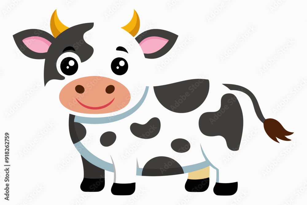Cartoon Illustration of a Smiling Black and White Cow Cartoon Illustration of a Smiling Black and White Cow