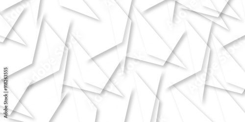 Abstract background with liens and triangles shape on white background. White and grey geometric overlapping rectangle pattern Geometric background soft shadows as patten ..White polygon textured .