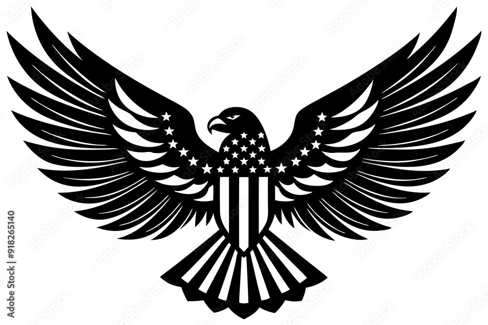 Obraz premium American flag with an attractive vector design of an eagle with its wings fully extended