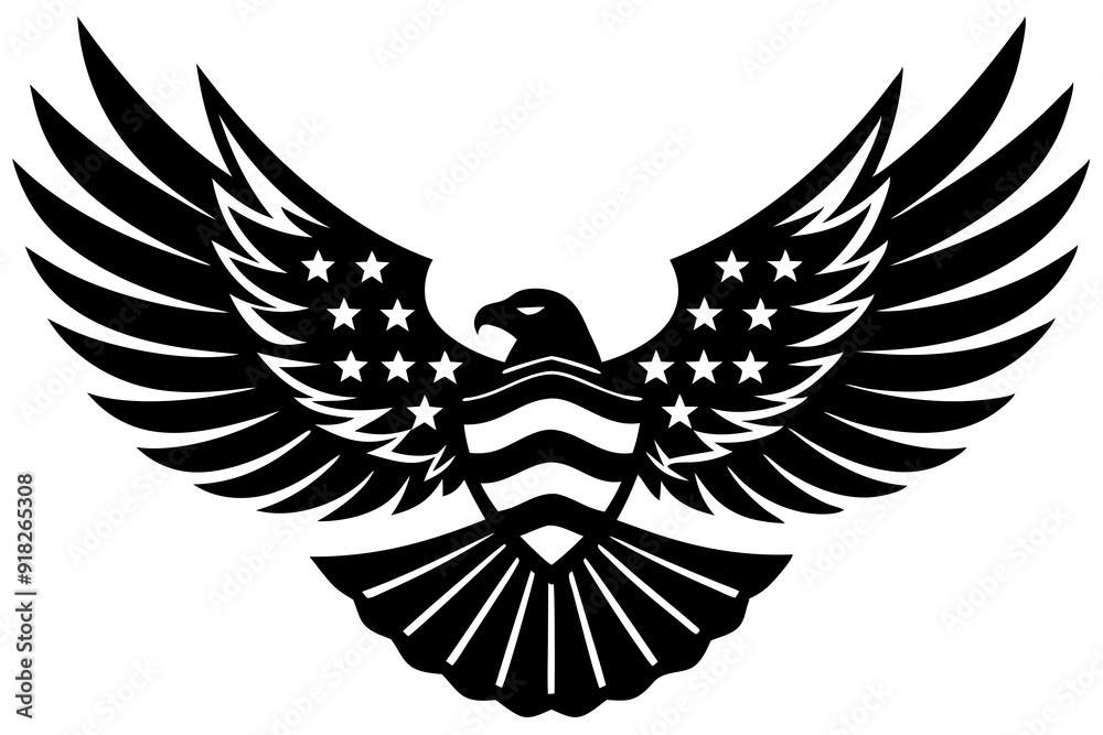 Obraz premium American flag with an attractive vector design of an eagle with its wings fully extended