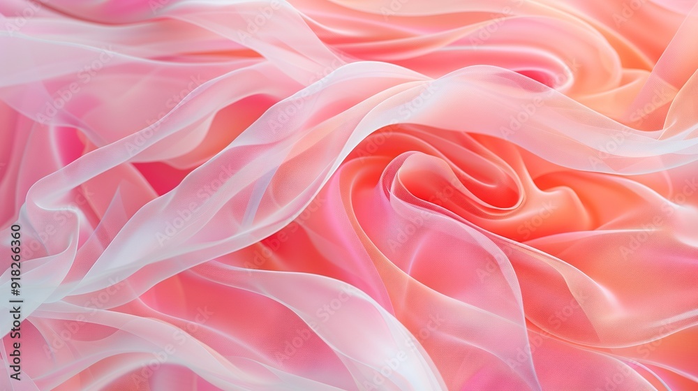 A close-up of a pink and white background featuring a large wave of fabric in shades of pink and white A close-up of a pink and white background featuring a large wave of fabric in shades of pink and white
