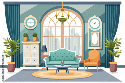 A Modern Living Room Interior with Green Accents