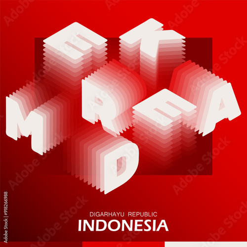 Banner Indonesian celebrities birthday 17 August isometric style. illustration. National and spirit style.