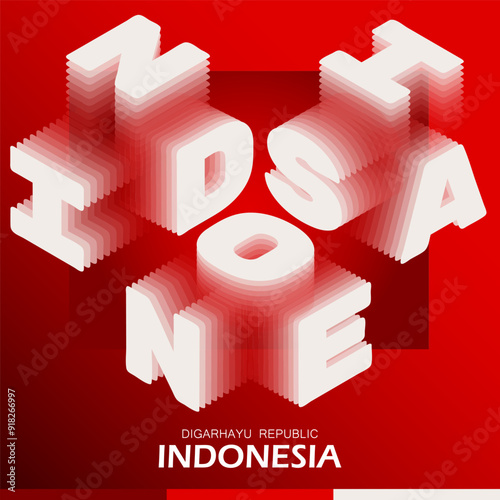 Banner Indonesian celebrities birthday 17 August isometric style. illustration. National and spirit style.