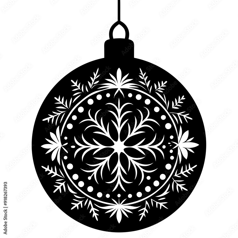Black Festive Ornament silhouette in white background Black Festive Ornament silhouette in white background