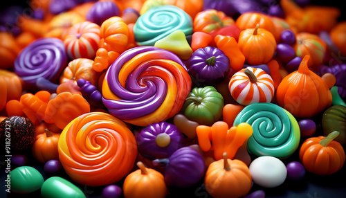  Colorful Halloween Candy Close-Up- A vibrant and enticing close-up of Halloween candy, _1(57)