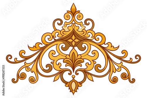 Ornate Golden Floral Design with Swirls and Leaves