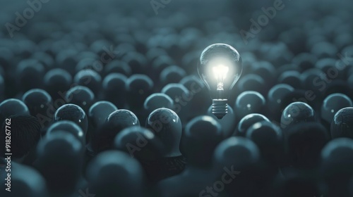 A light bulb emerging from a crowd, symbolizing a standout idea. photo