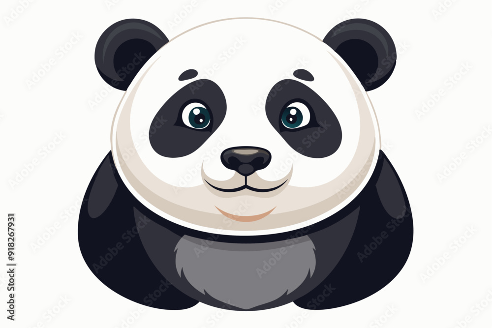 Fototapeta premium Cartoon Panda with Black and White Fur and Blue Eyes